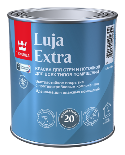 Tikkivala Luja 20 EXTRA / Тиккивала Луя 20 EXTRA полуматовая краска для влажных помещений Tikkivala Luja 20 EXTRA / Тиккивала Луя 20 EXTRA полуматовая краска для влажных помещений