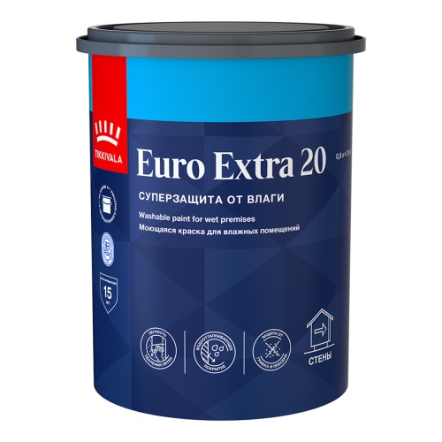 Tikkivala Euro Extra 20 / Тиккурила Евро Экстра 20 полуматовая краска для влажных помещений