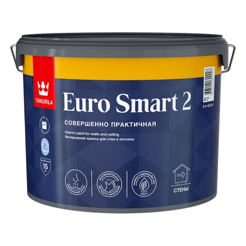 Tikkurila Euro Smart 2 / Тиккурила Евро 2 глубокоматовая краска интерьерная