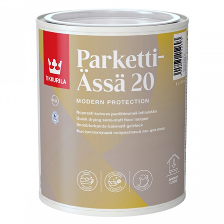Tikkurila Parketti Assa 20 / Тиккурила Паркетти Ясся лак для пола полуматовый Tikkurila Parketti Assa 20 / Тиккурила Паркетти Ясся лак для пола полуматовый